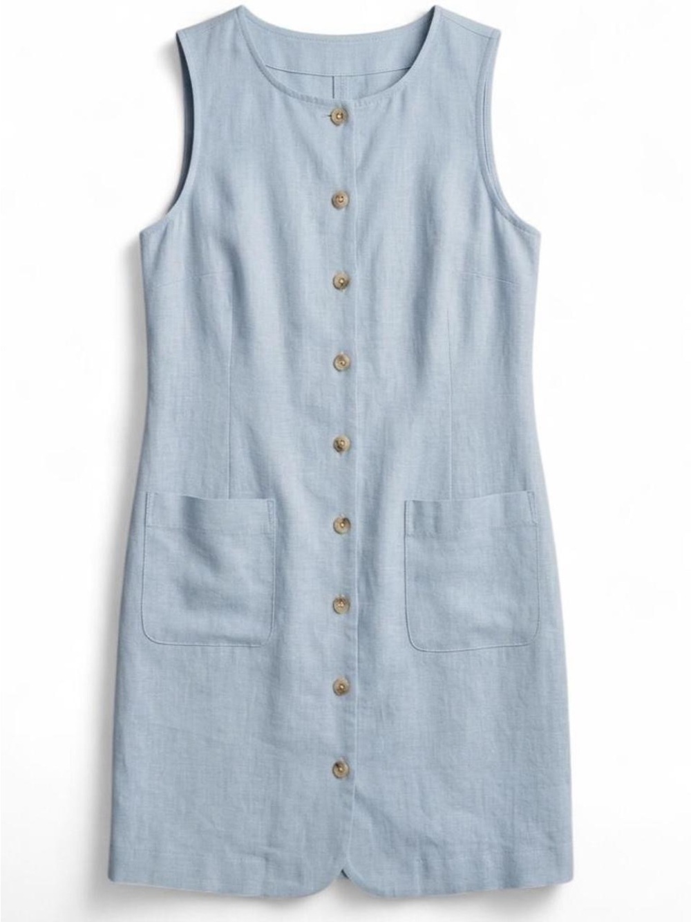LOFT Linen Button Mini Pocket Dress